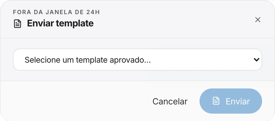 Enviar template na conversa, com variáveis e prévia